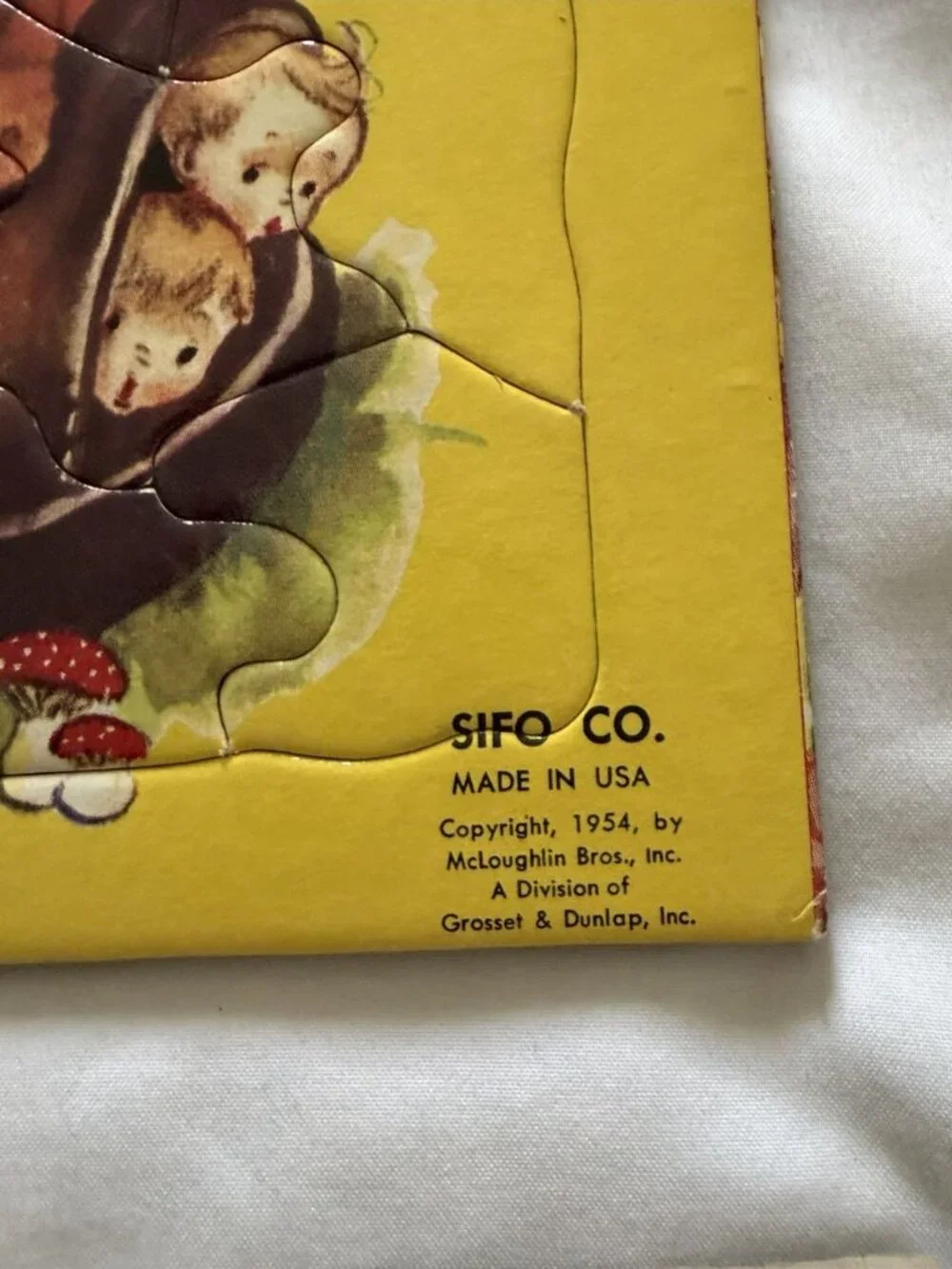 Vntg 1956 SIFO Fiberboard Inlay Puzzles FOUR in Original Box Nursery Rhyme 9Z1